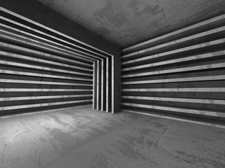 Dark empty concrete basement room interior. Urban architecture b