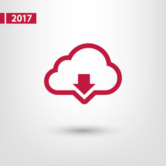 Vector cloud computing download icon, vector illustration. Flat design style