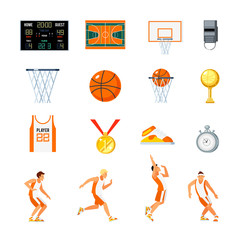 Basketball Orthogonal Icons Set