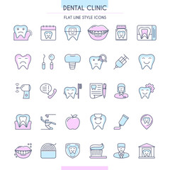 Dental Clinic Outline Icons Set
