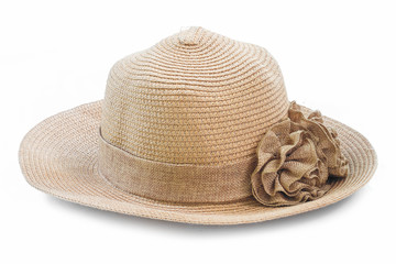 Straw hat pretty on white background.