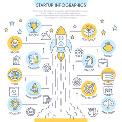 Startup Infographics in Flat Line Style