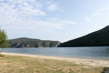 Bay view in Greece with nice hills covered with trees