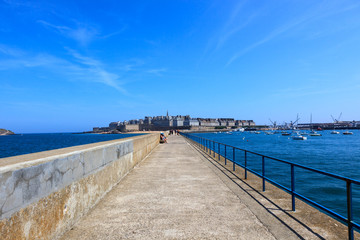 The pier that goes out from the old town of St.Malo, France