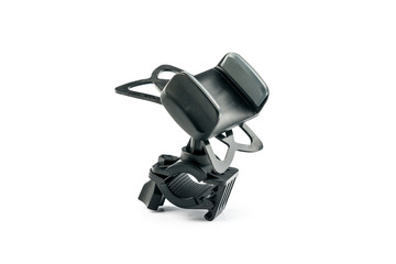 Front side view of new universal phone holder for car motorbike and bike without smartphone. Isolated on white background