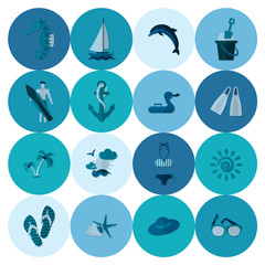 Summer and Beach Simple Flat Icons