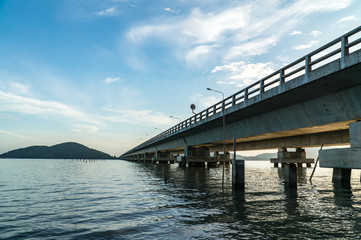 Fototapeta na wymiar Tinnasilanon Bridge view and Songkhla lake.