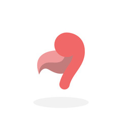 Pink flamingo Icon. Vector logo on white background