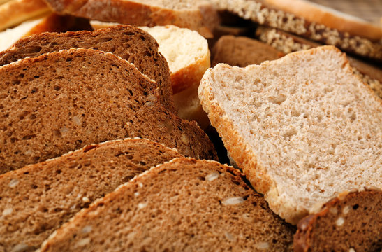 Slices of fresh bread closeup