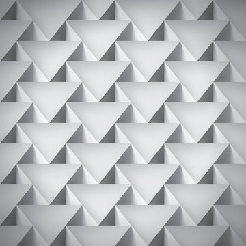 Realistic texture, volume triangles, gray geometric pattern, vector design 3d wallpaper