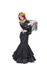 Portrait of young Flamenco dancer in beautiful dress