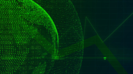 Digital Global Systems and Green arrow tending upward - Finance and Banking Concept 