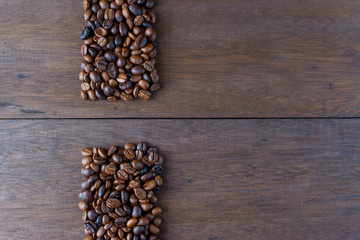 coffee bean with simple shape on wooden background