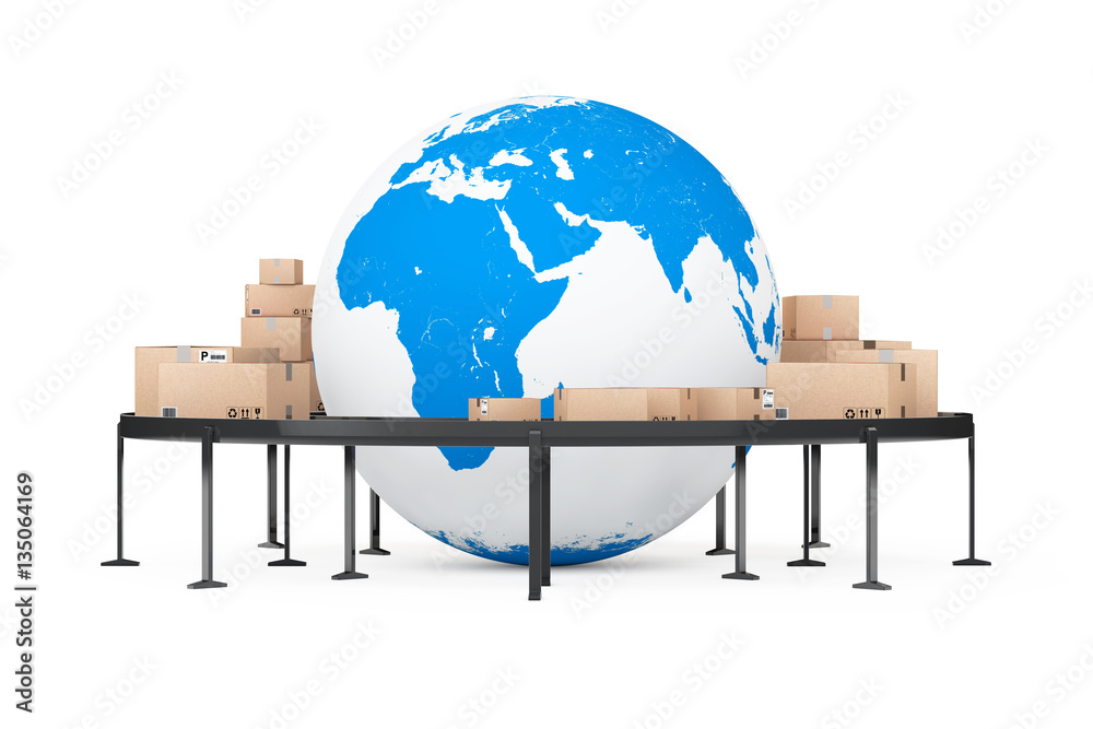 Aufkleber global shipping and logistic concept. earth globe surrounded by