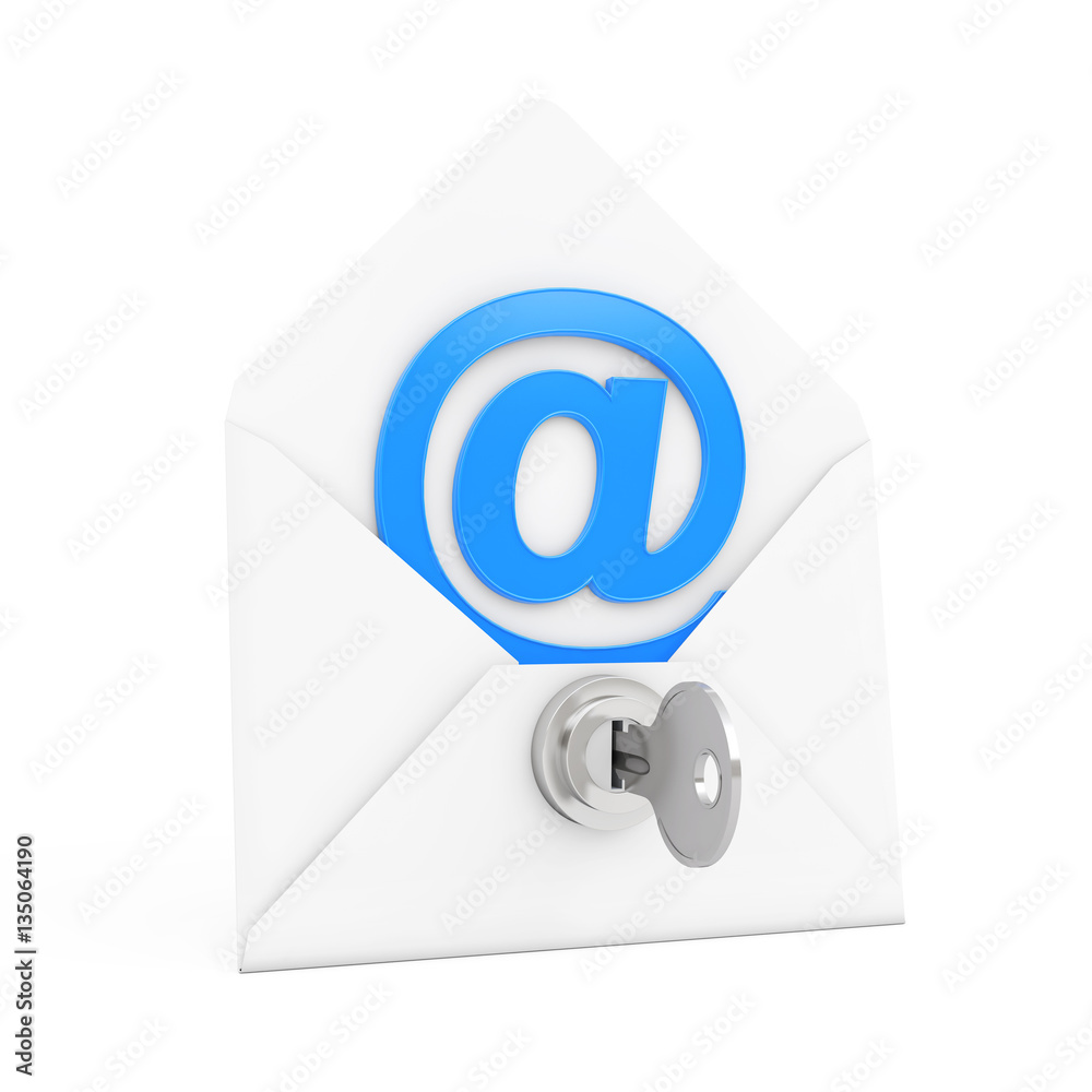 Aufkleber Security Concept. E-mail Sign in Envelope with Key and Keylock.