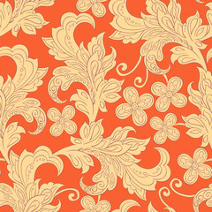 Fototapeta na wymiar floral vector illustration in damask style. seamless thnic background