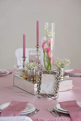 Flower and candle decoration for a wedding