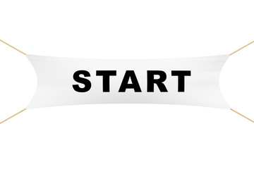 White Start Banner with Ropes. 3d Rendering