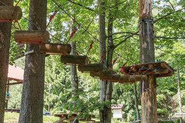 Climbing park, adventure playground in the forest