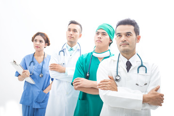 Doctor portrait, team concept, isolated on white background.