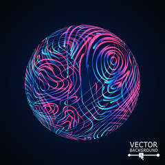Luxury Sphere With Swirled Stripes. Vector Glowing Composition