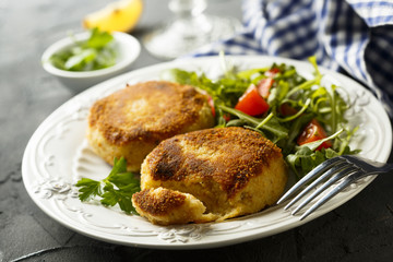 Potato cakes with fresh salad
