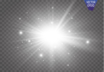 Glow light effect. Star burst with sparkles.Sun.