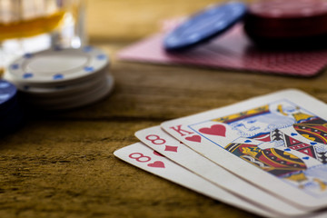 Playing Cards on wooden table