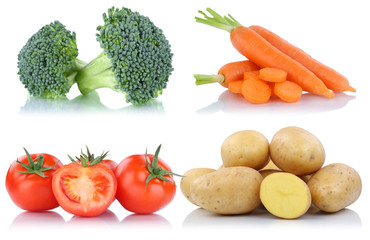 Gemüse Tomaten Kartoffeln Karotten Möhren Collage Freisteller