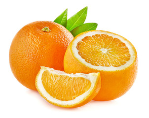 Orange fruit with leaves