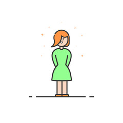 Vector illustration of color icon in flat line style. Linear blue cute and happy boy and girl.