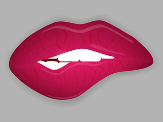 Sexy biting lips. Vector illustration.