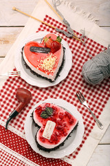 Delicious cakes in shape of heart