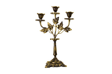 antiquarian candlestick isolated on white background.