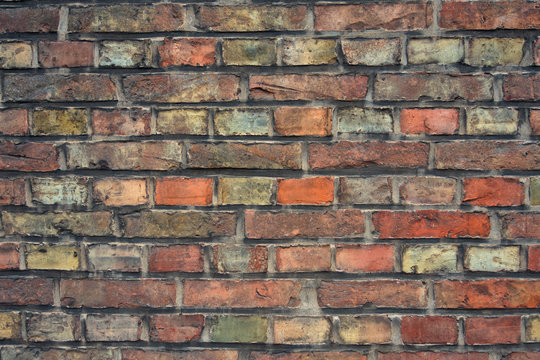 Colorful brick wall texture background. Traditional brick from the city of Bruges. Belgium.