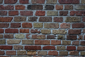 Colorful brick wall texture background. Traditional brick from the city of Bruges. Belgium.