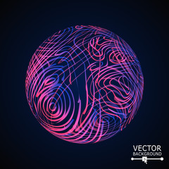 Sphere Background With Shiny Glitters. Vector Glowing Composition