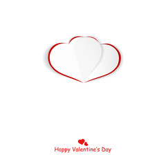 Origami heart. Happy valentines day background. White card.