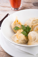 Fried dumplings in a bowl