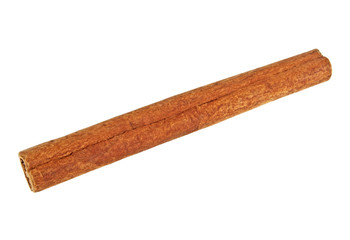 Single cinnamon stick isolated on white background