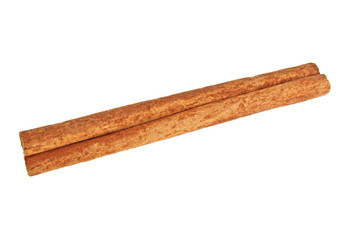 Single cinnamon stick isolated on white background