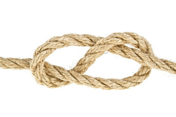 Close up of a rope on white background