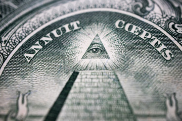 $1 U.S. close up on illuminati eye on