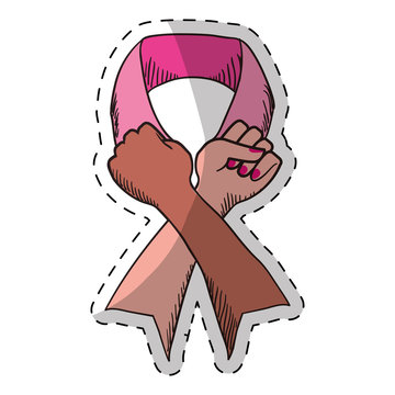 recommend clip art: Hand making the symbol breast cancer, vector illustration
