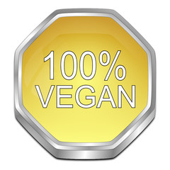 100% Vegan Button - 3D illustration