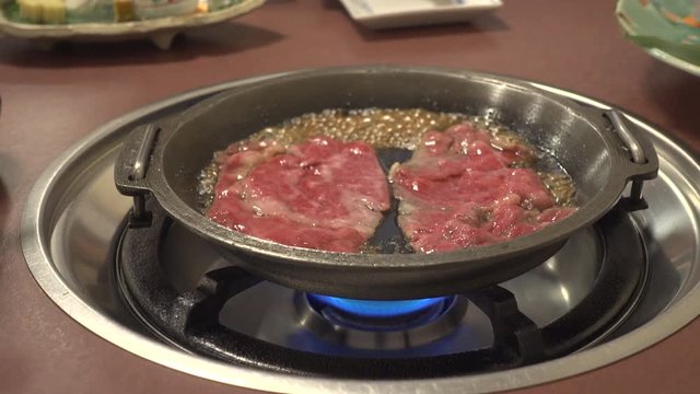 Japanese sukiyaki a5 Matsusaka beef , 4k video
