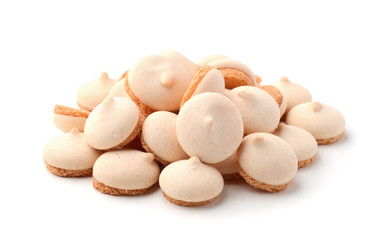 Fototapeta na wymiar Cookies with meringue isolated on white