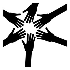 black hands of women together icon image, vector illustration