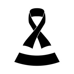 black ribbon breast cancer signal icon, vector illustration