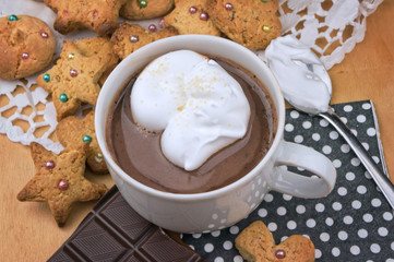 Hot chocolate mug with cream